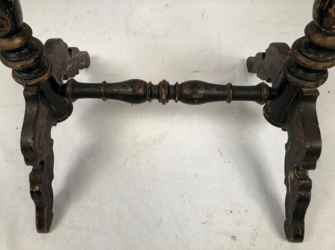 Planter In Blackened Wood With Painted Flowers, Napoleon III Period-photo-2