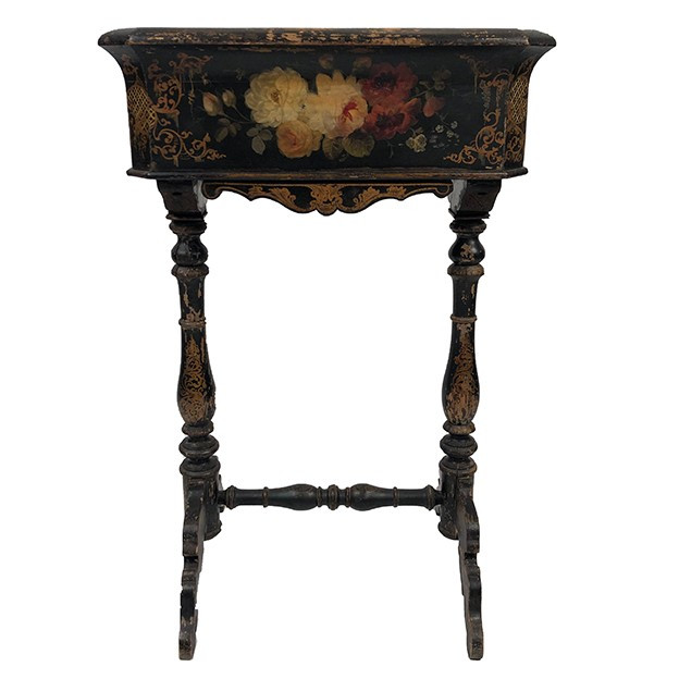 Planter In Blackened Wood With Painted Flowers, Napoleon III Period