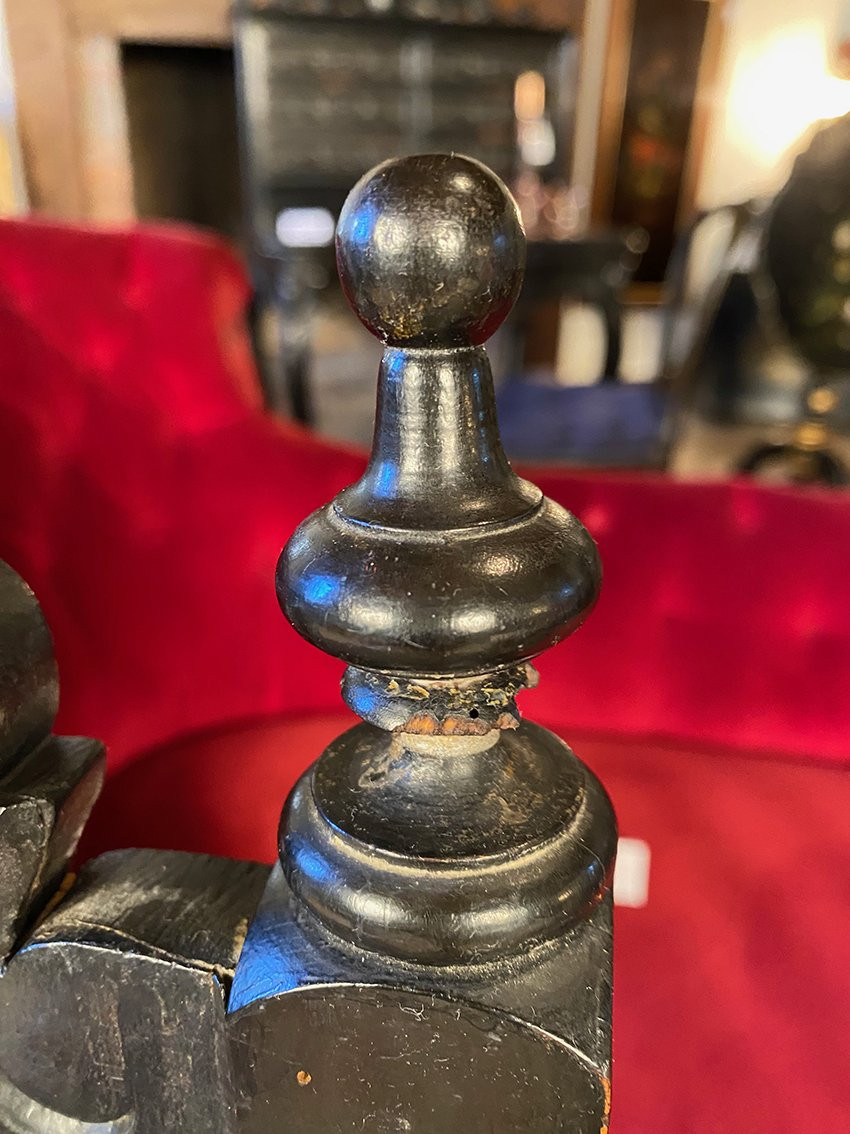 Faux Napoleon III Low Chairs In Blackened Wood-photo-8