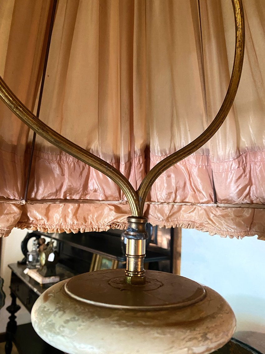 Louis XVI Style Floor Lamp In Grey Lacquered Wood-photo-5