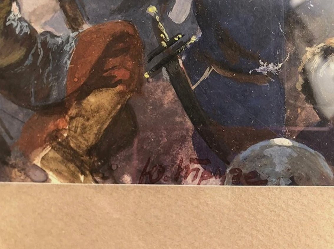 Suite Of Three Signed Watercolours, Early 20th Century-photo-3