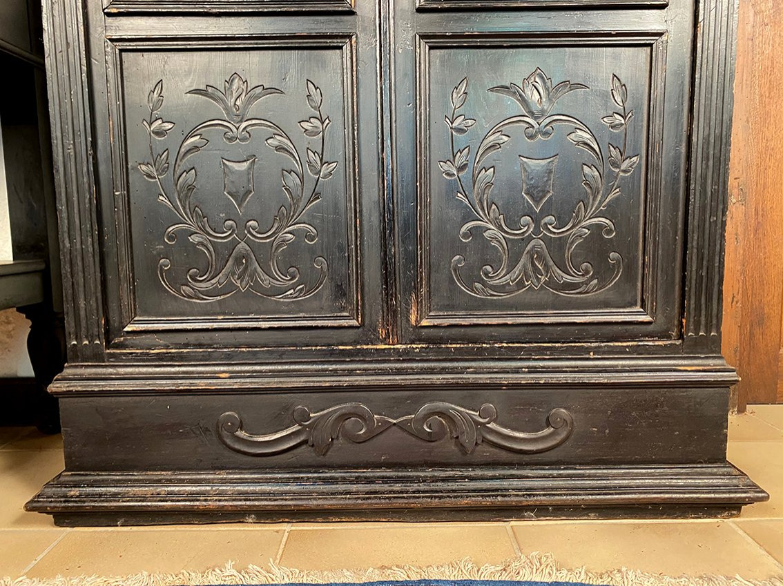 Blackened Wooden Display Case, Late 19th Or Early 20th Century-photo-2