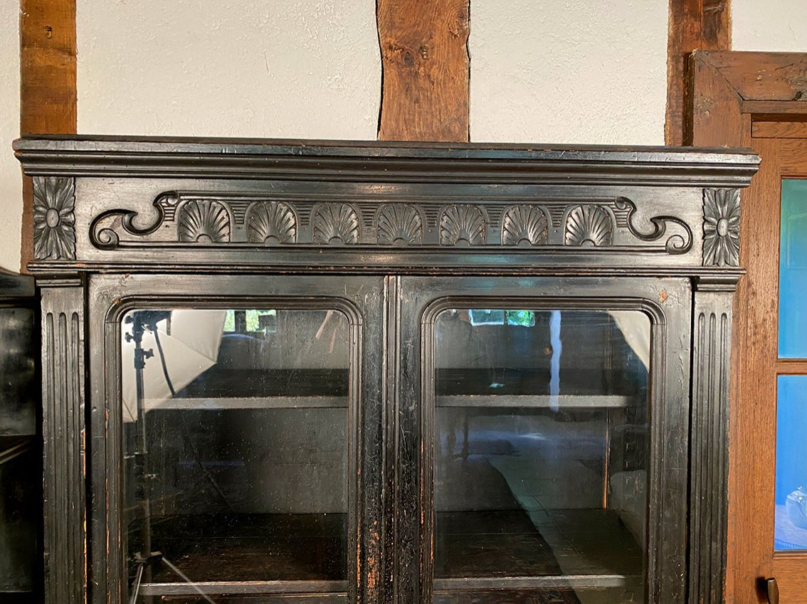 Blackened Wooden Display Case, Late 19th Or Early 20th Century-photo-3