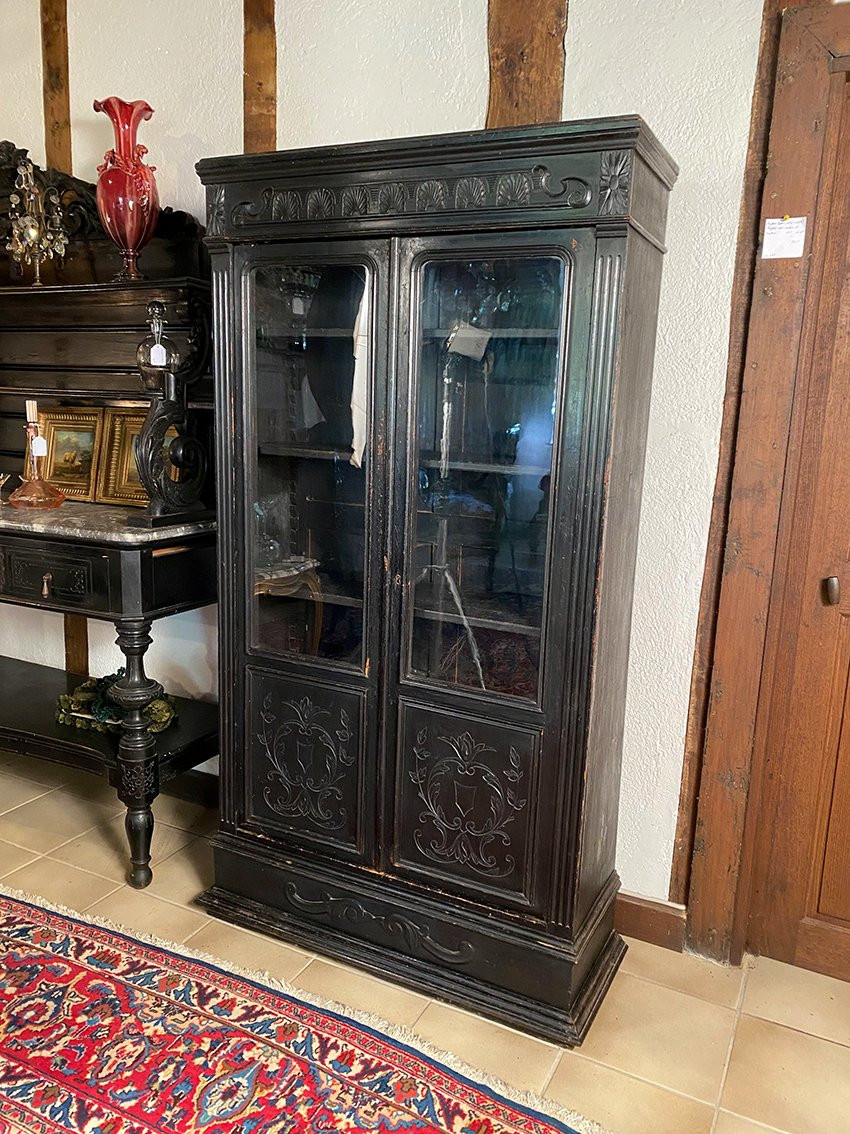 Blackened Wooden Display Case, Late 19th Or Early 20th Century-photo-4