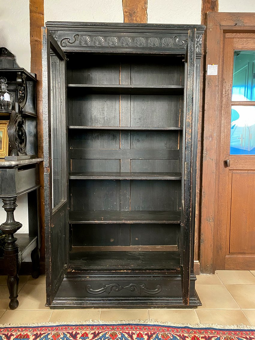Blackened Wooden Display Case, Late 19th Or Early 20th Century-photo-2