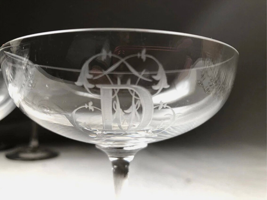 Partie de service de verres en cristal, chiffrés « F » ou « D » (40 pièces)-photo-4