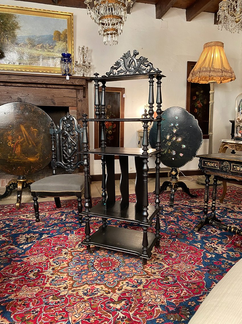 Napoleon III Music Or Sheet Music Cabinet In Blackened Wood-photo-2