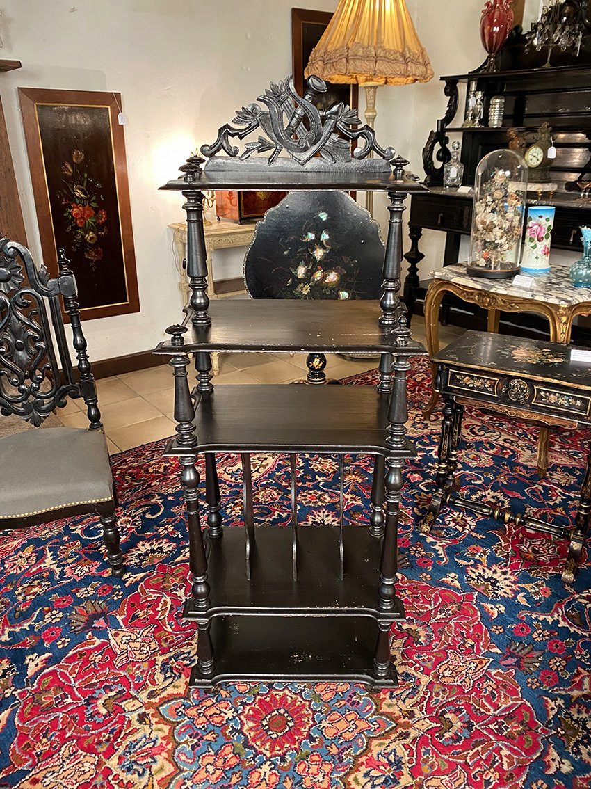 Napoleon III Music Or Sheet Music Cabinet In Blackened Wood-photo-3