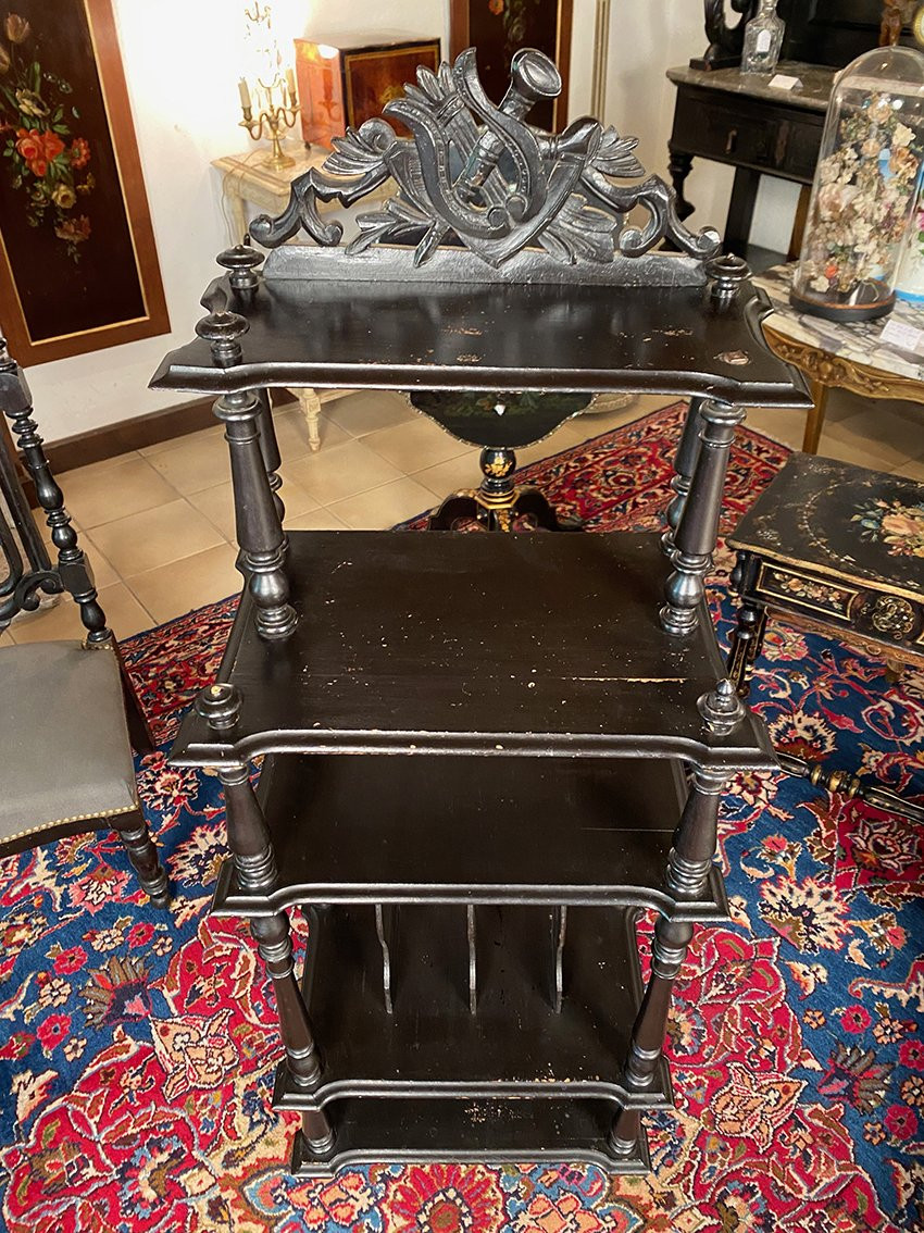 Napoleon III Music Or Sheet Music Cabinet In Blackened Wood-photo-4