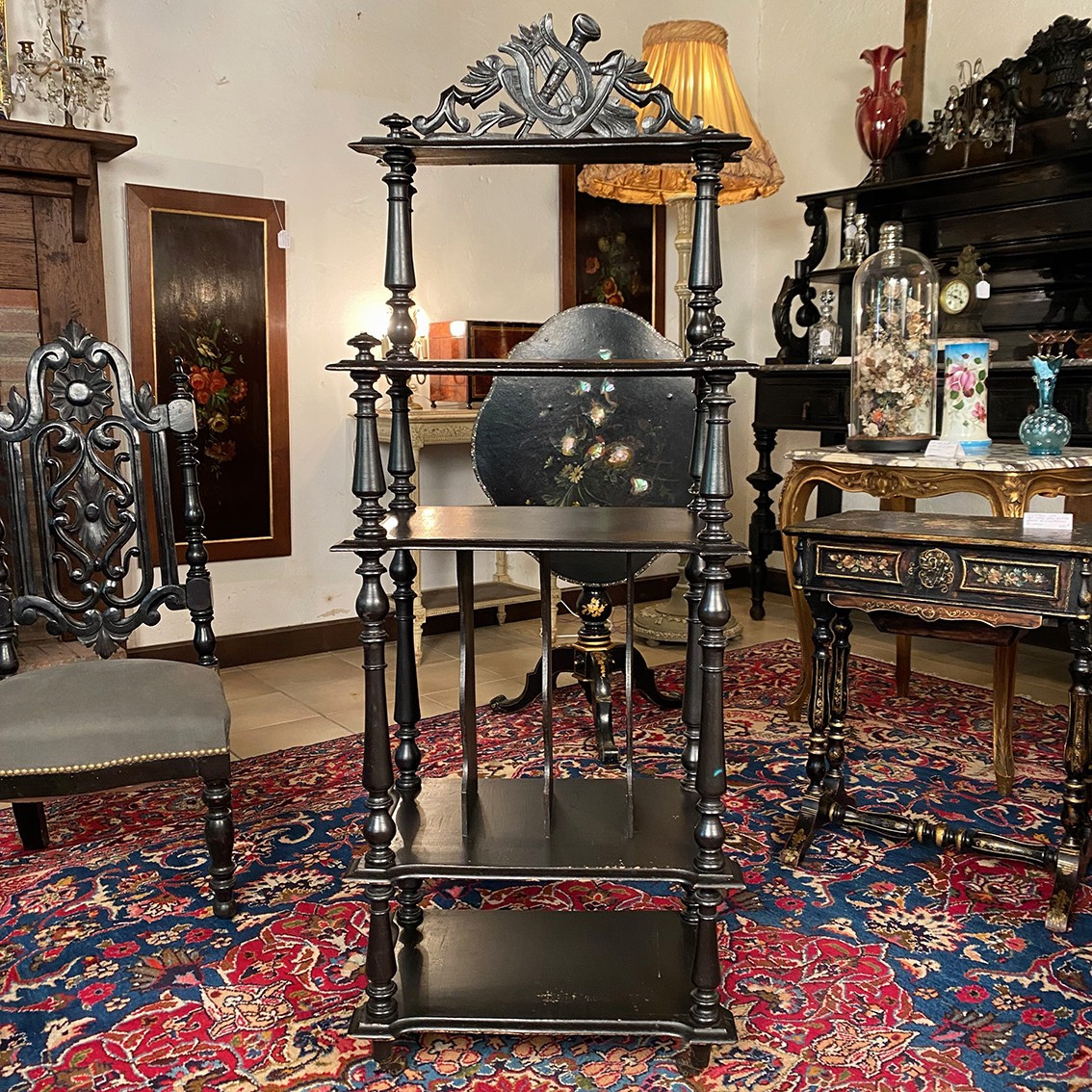Napoleon III Music Or Sheet Music Cabinet In Blackened Wood