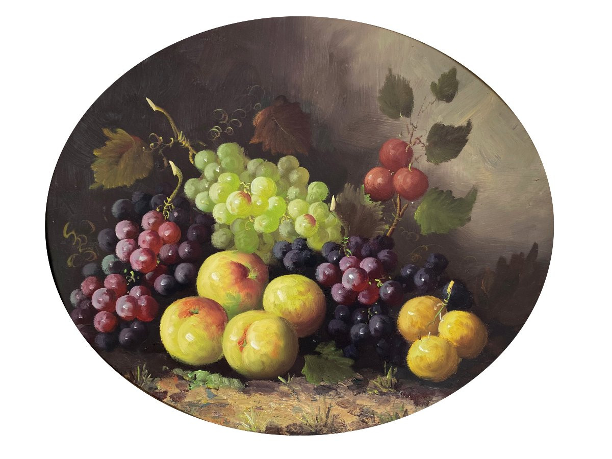 Nature morte aux fruits, huile sur toile XXe-photo-2