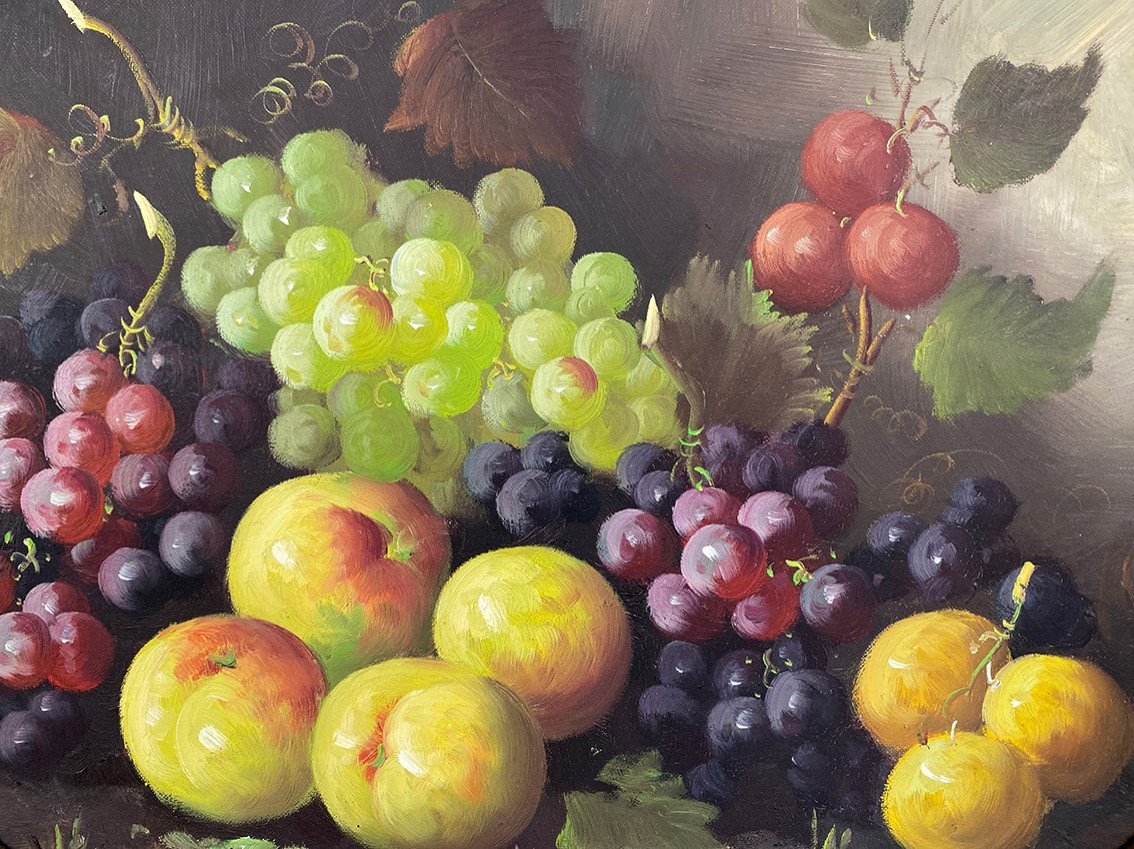 Nature morte aux fruits, huile sur toile XXe-photo-3