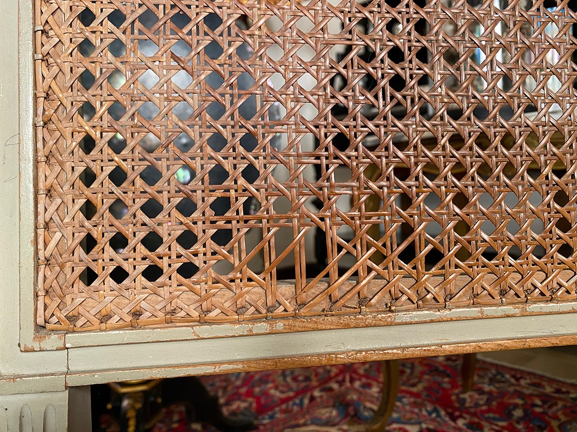 Série de quatre chaises en bois laqué gris de style Louis XVI, fin XIXe-photo-6