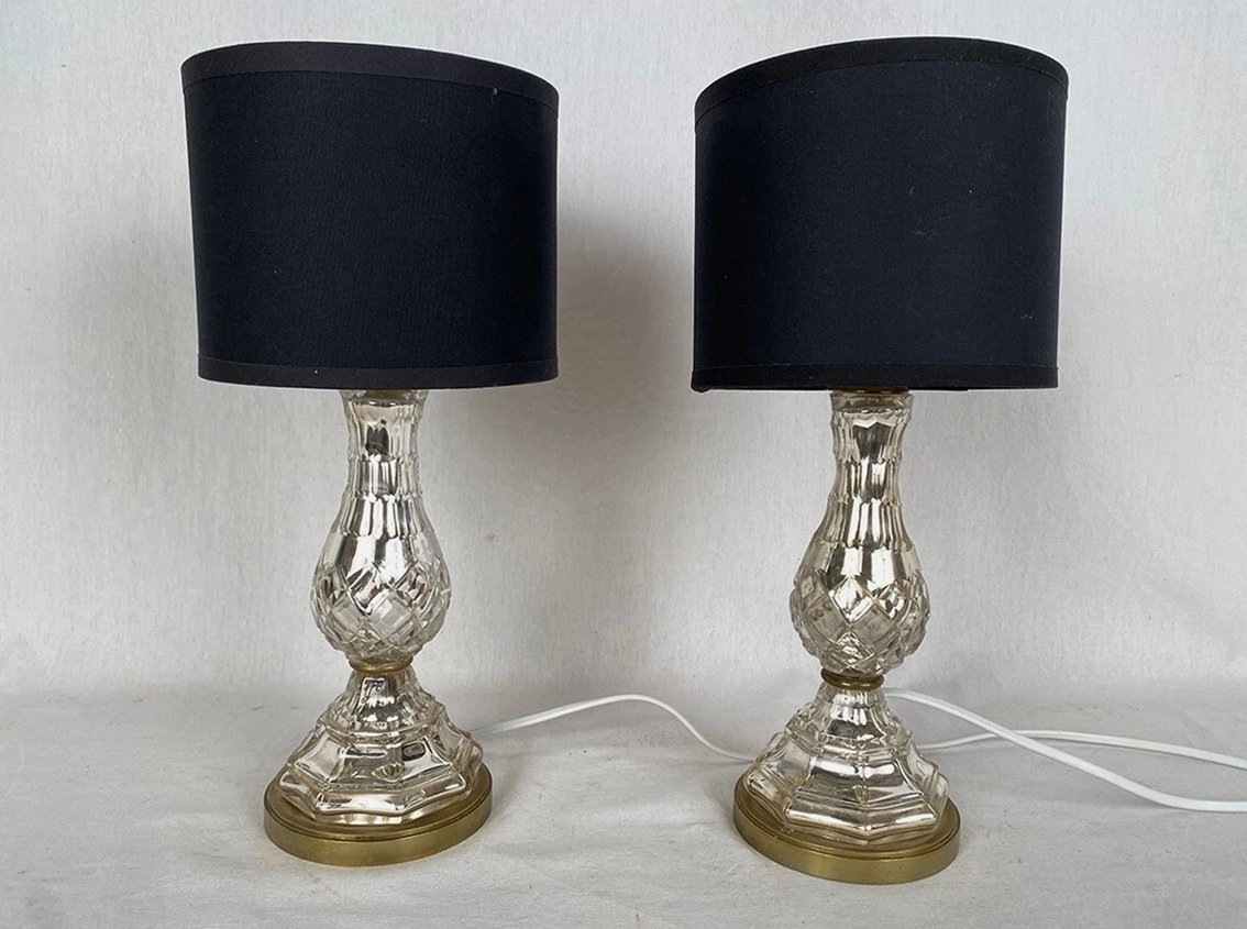 Pair Of 20th-century églomisé Crystal Table Lamps-photo-3