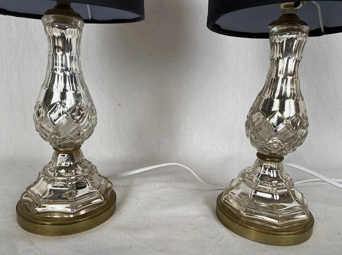 Pair Of 20th-century églomisé Crystal Table Lamps-photo-2