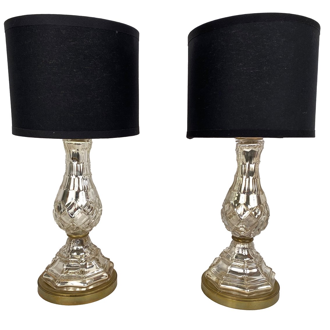 Pair Of 20th-century églomisé Crystal Table Lamps