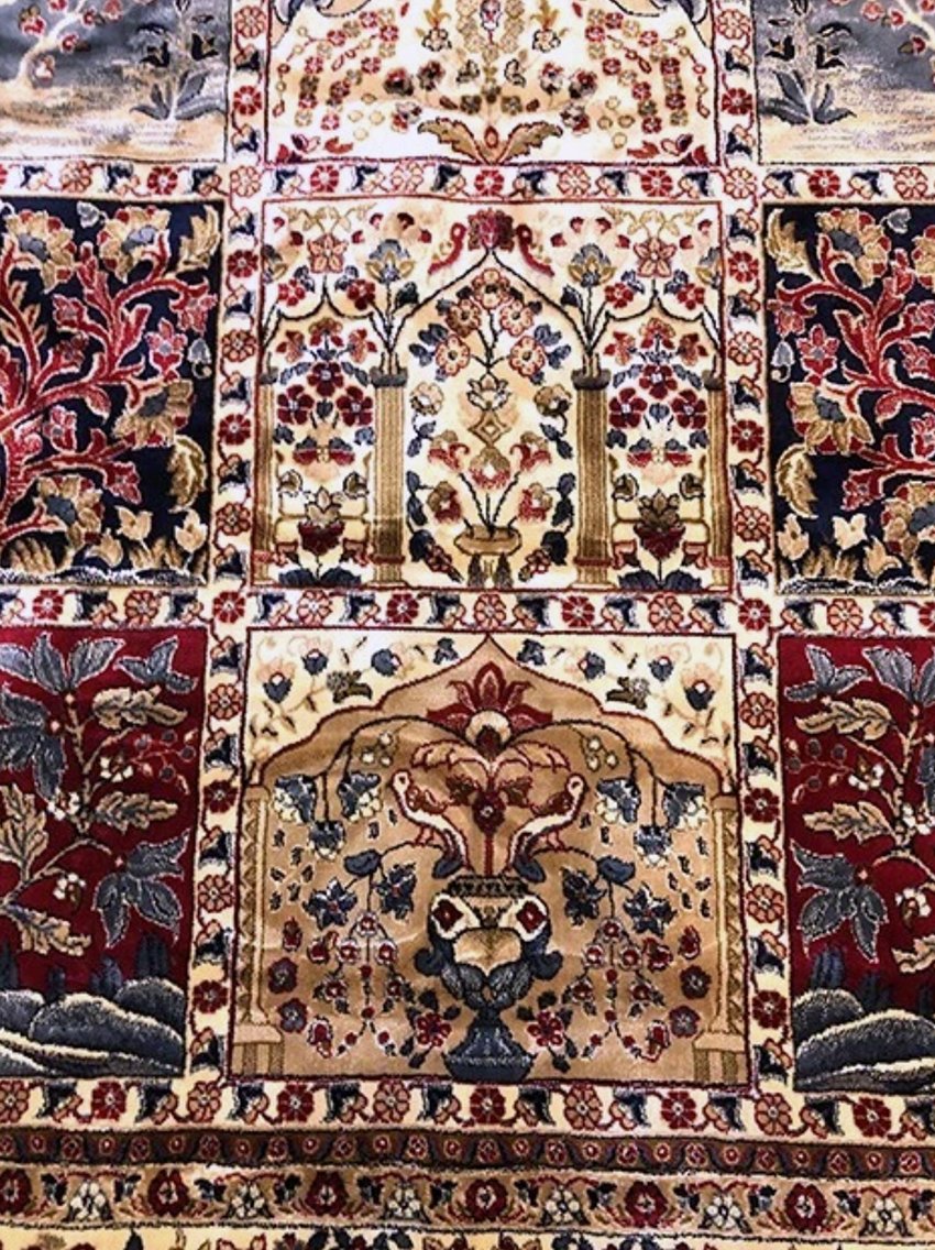 Tapis en laine, décors cloisonnés d’oiseaux et de jardins-photo-4