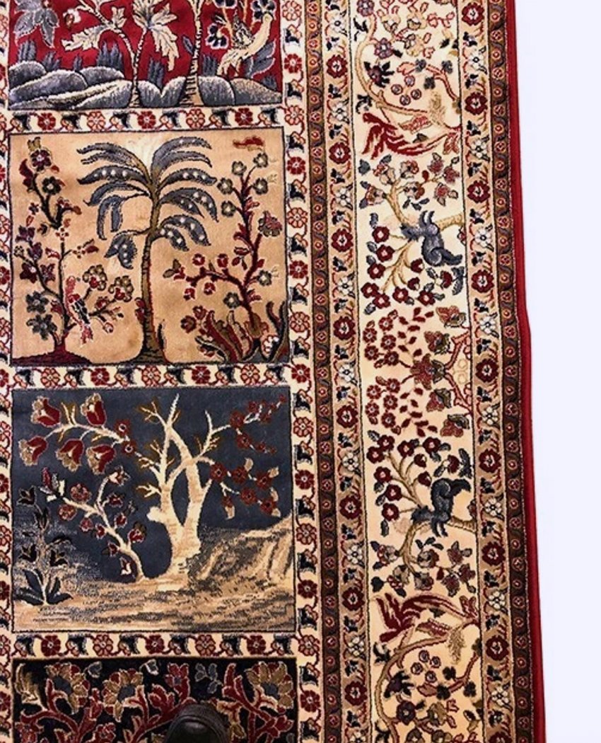Tapis en laine, décors cloisonnés d’oiseaux et de jardins-photo-1