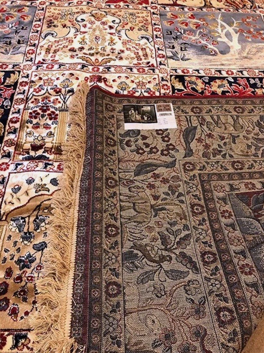 Tapis en laine, décors cloisonnés d’oiseaux et de jardins-photo-3