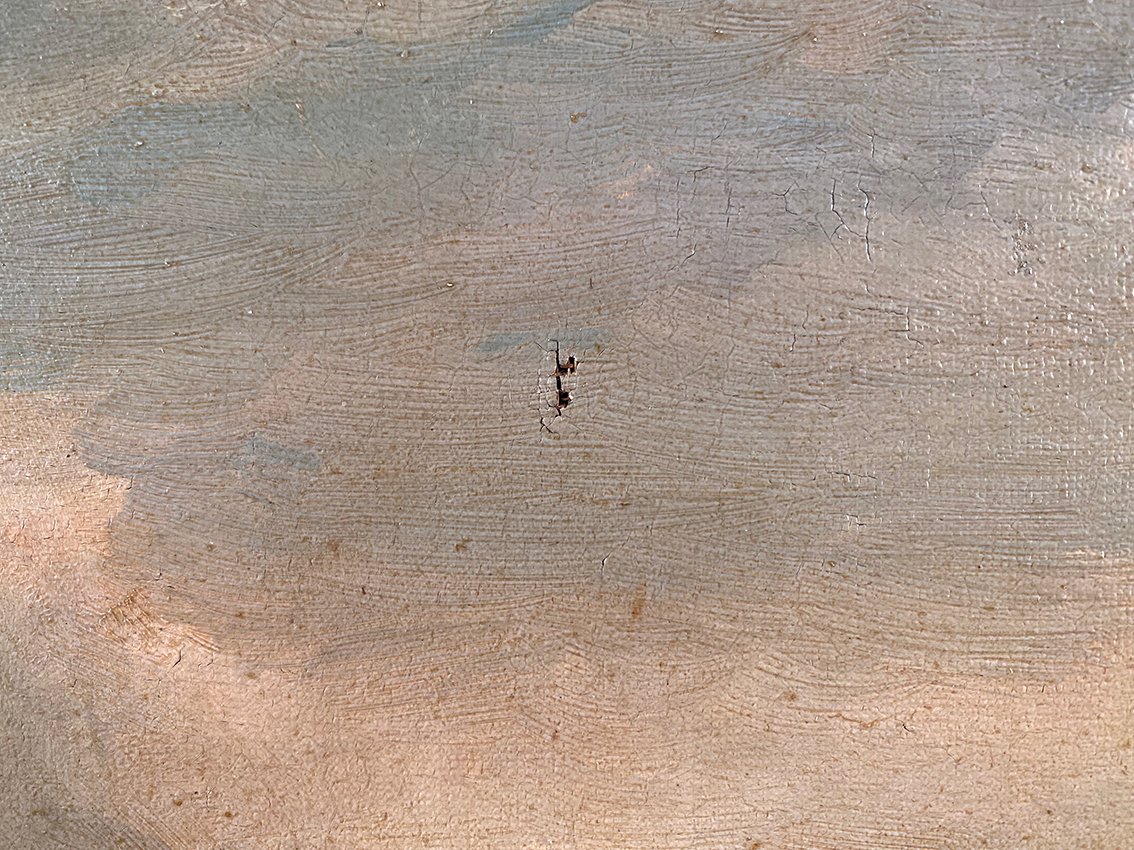 Paysage aux vaches et moutons. Huile sur toile XIXe-photo-6