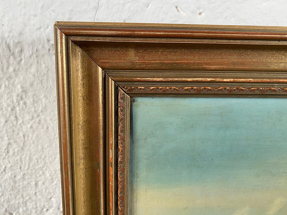Paysage animé, huile sur toile XIXe-photo-1