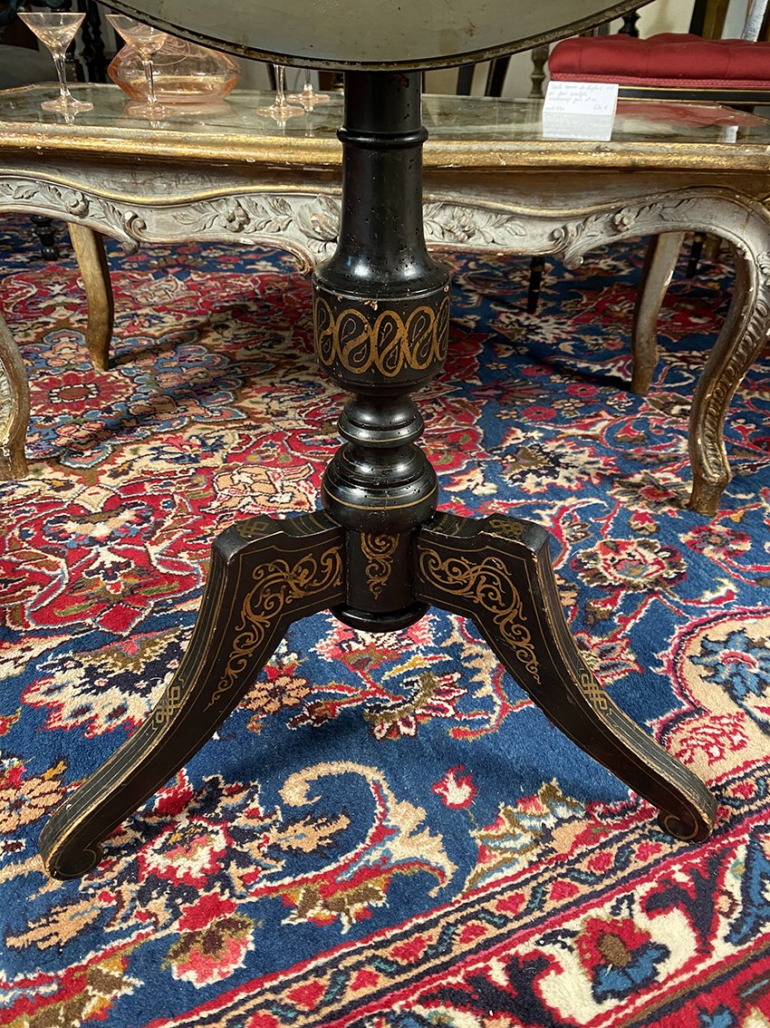 Napoleon III-style Tilting Side Table Decorated With A Moonlit Landscape-photo-2