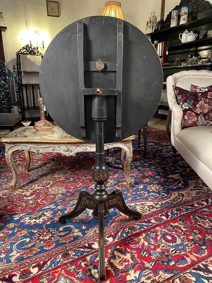 Napoleon III-style Tilting Side Table Decorated With A Moonlit Landscape-photo-3