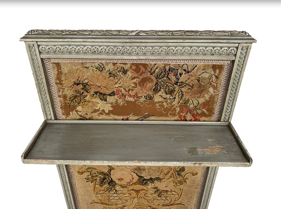 Louis XVI-style Gray-lacquered Wooden Fireplace Screen, Circa 1900-photo-2