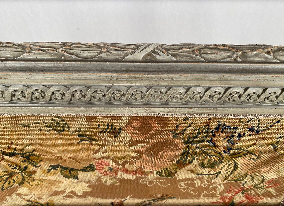 Louis XVI-style Gray-lacquered Wooden Fireplace Screen, Circa 1900-photo-4