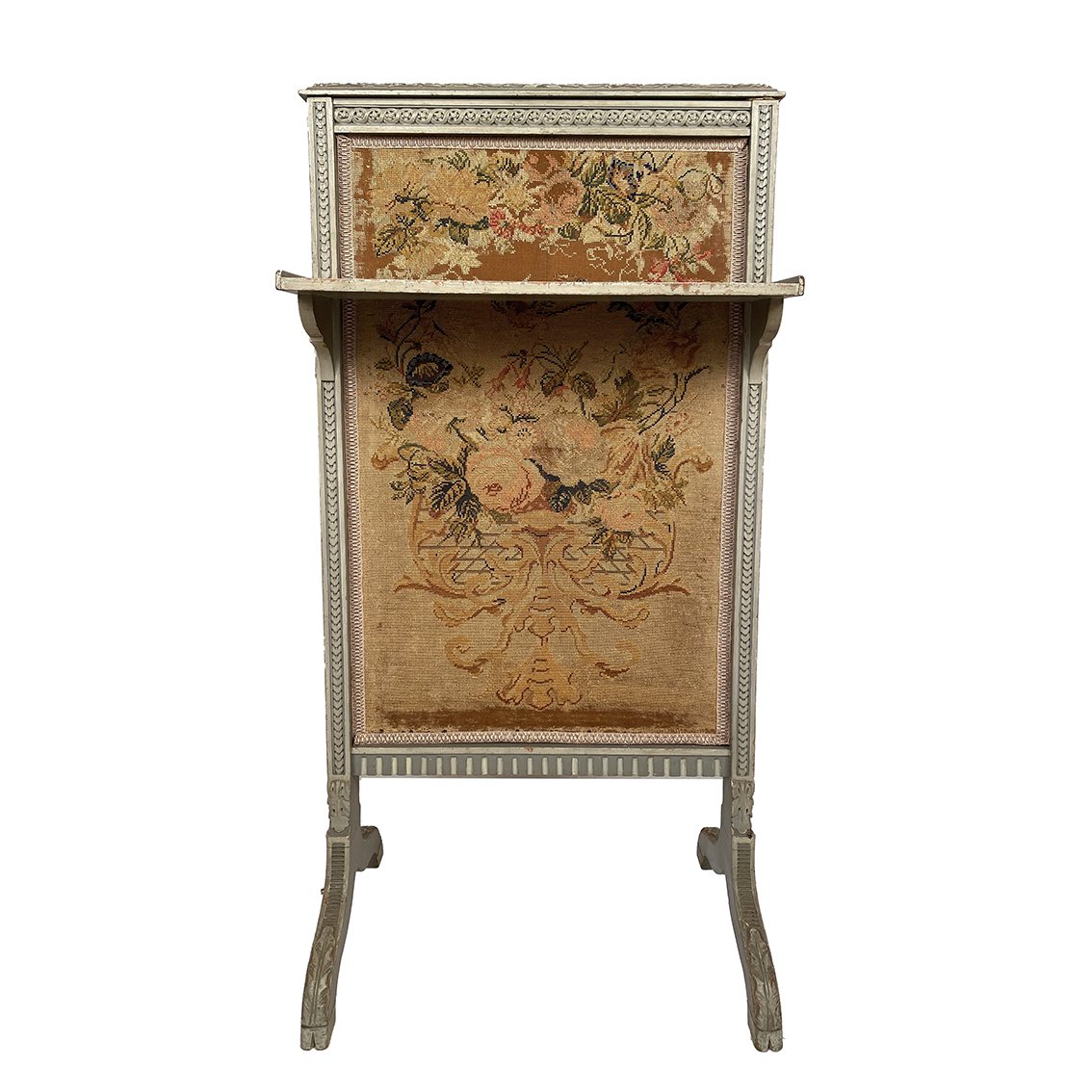 Louis XVI-style Gray-lacquered Wooden Fireplace Screen, Circa 1900