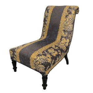 Fireside Chair With Moved Back, Blackened Wooden Legs. Napoleon III Period
