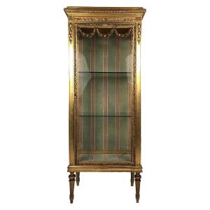 Louis XVI Style Showcase In Wood And Golden Stucco, Circa 1900