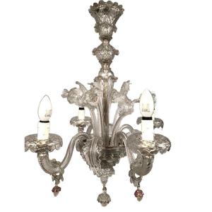 Murano Glass Chandelier With Four Arms Of Light, Late 19th Century