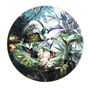 Hand Painted Earthenware Decorative Dish Creil & Montereau, Lebeuf Milliet 1st Part 19th