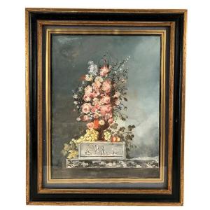 Bouquet Of Flowers, Framed Watercolor