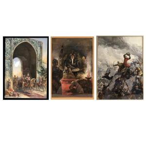 Suite de trois aquarelles signées, début XXe