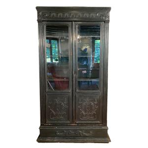 Vitrine en bois noirci fin XIXe ou début XXe