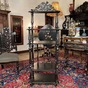 Napoleon III Music Or Sheet Music Cabinet In Blackened Wood