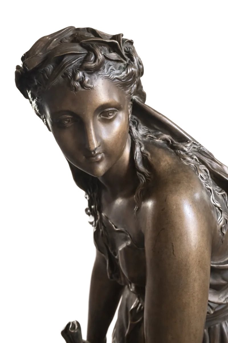 Bronze Sculpture, Female Allegory, Signed Dumaige, Late 19th Century-photo-3