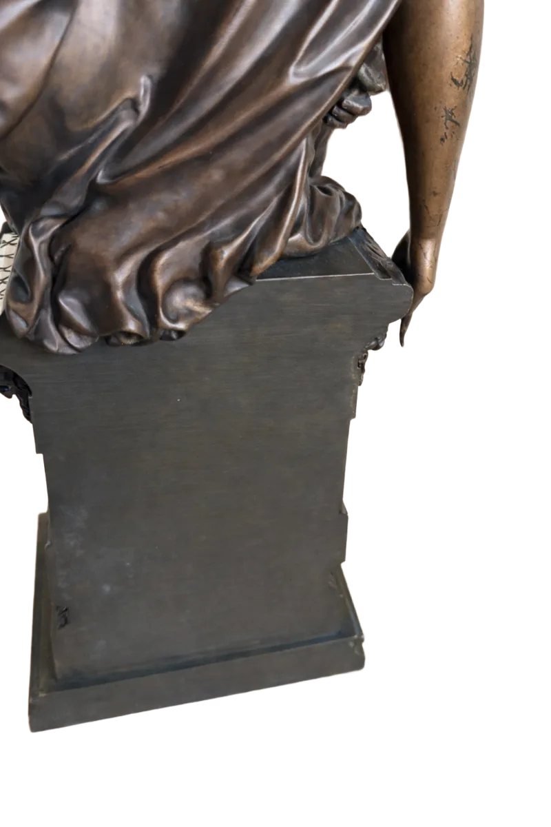 Bronze Sculpture, Female Allegory, Signed Dumaige, Late 19th Century-photo-6