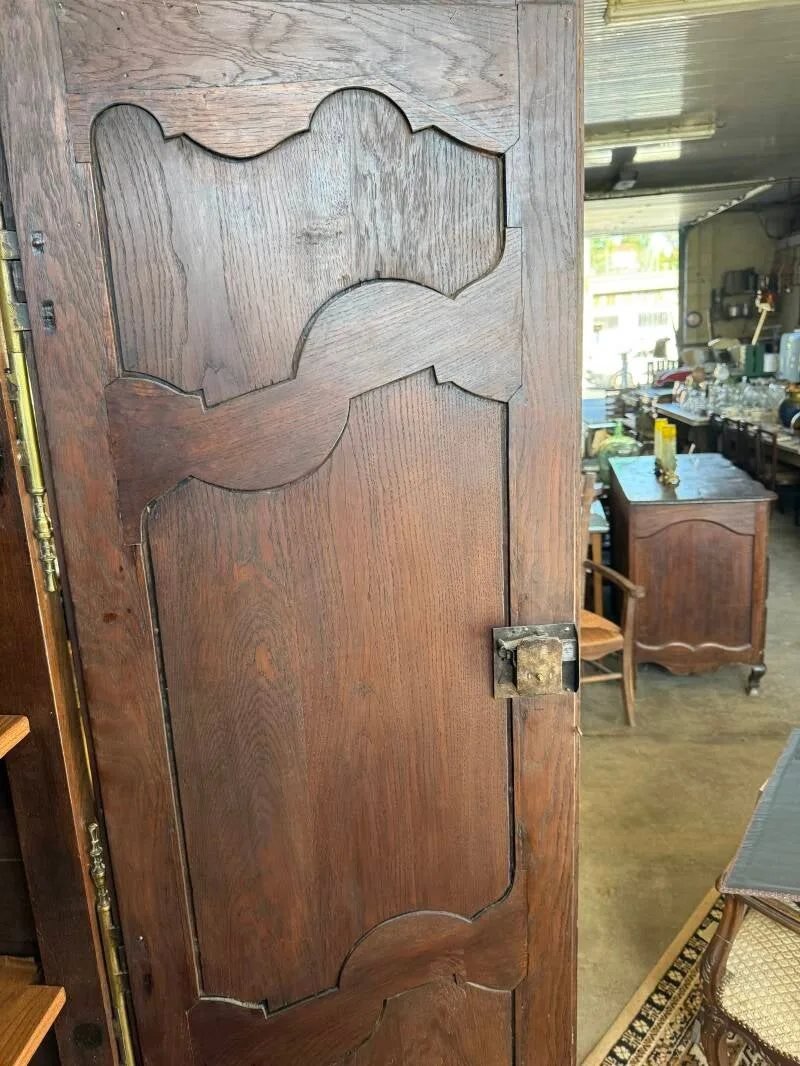 Armoire de mariage lorraine en chêne sculpté et marqueté, XIXe siècle-photo-3