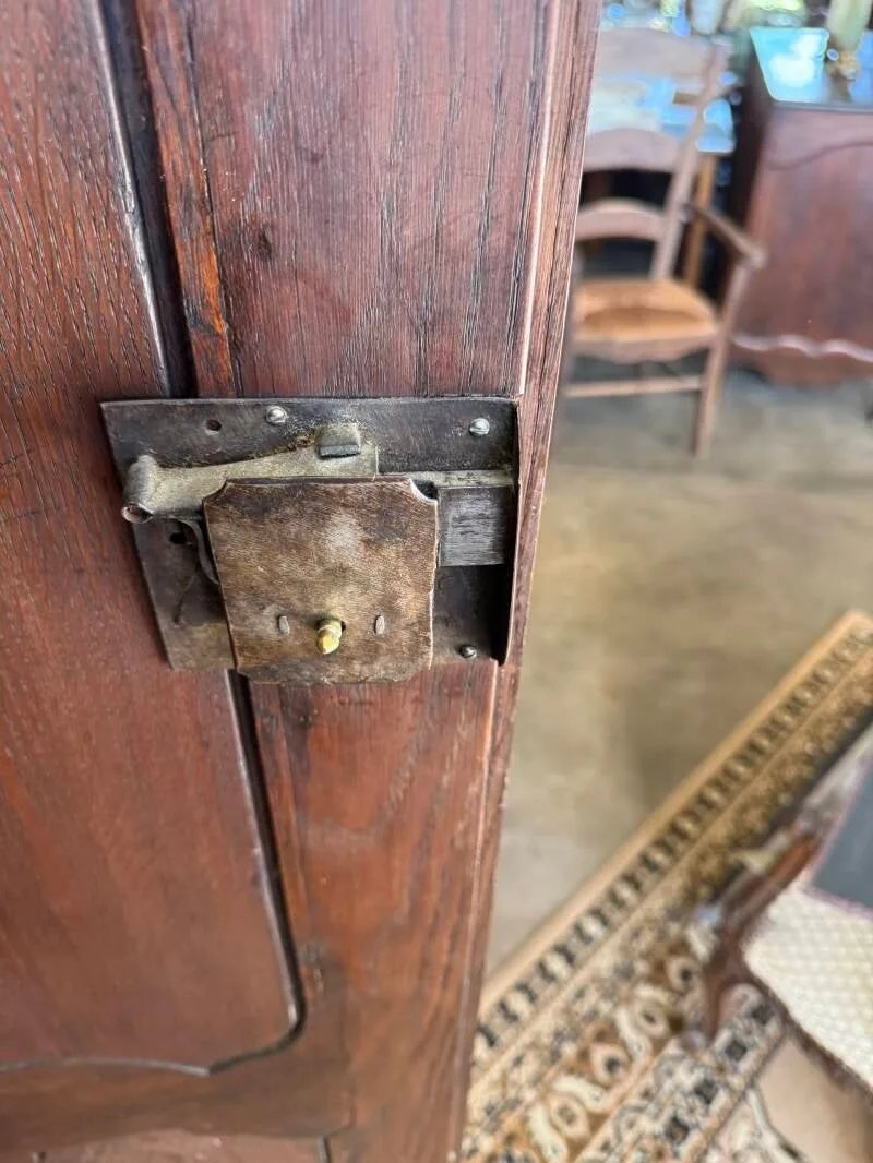 Armoire de mariage lorraine en chêne sculpté et marqueté, XIXe siècle-photo-4