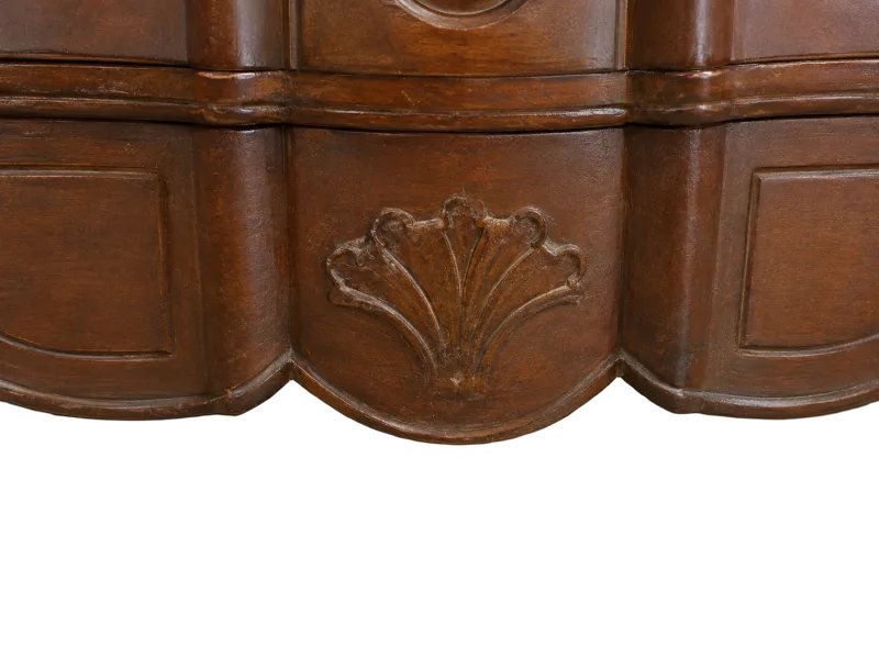 Louis XV Crossbow-front Commode In Solid Walnut, 18th Century-photo-3