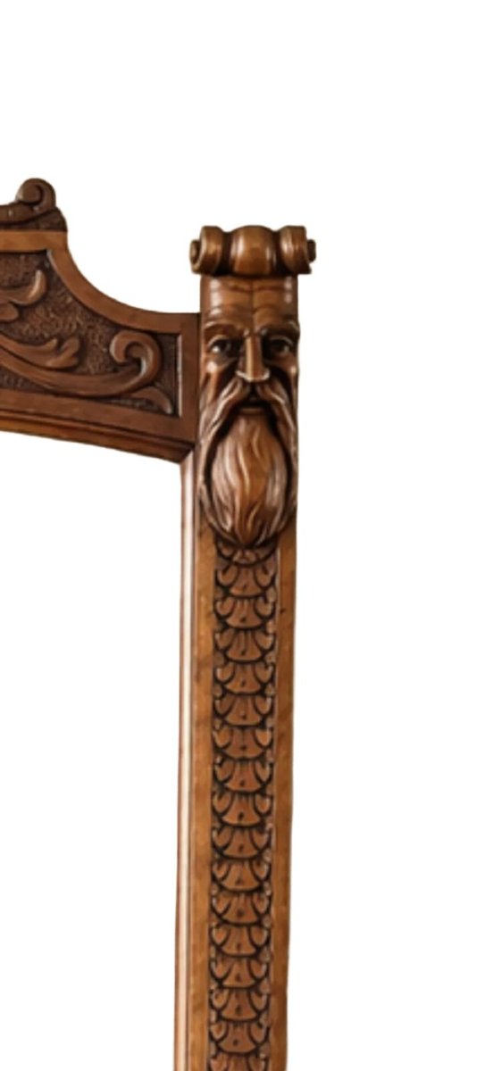 Neo-renaissance Carved Oak Console With Mirror, Height 2.25 M-photo-2