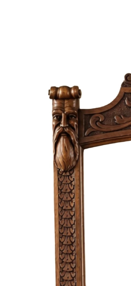Neo-renaissance Carved Oak Console With Mirror, Height 2.25 M-photo-3