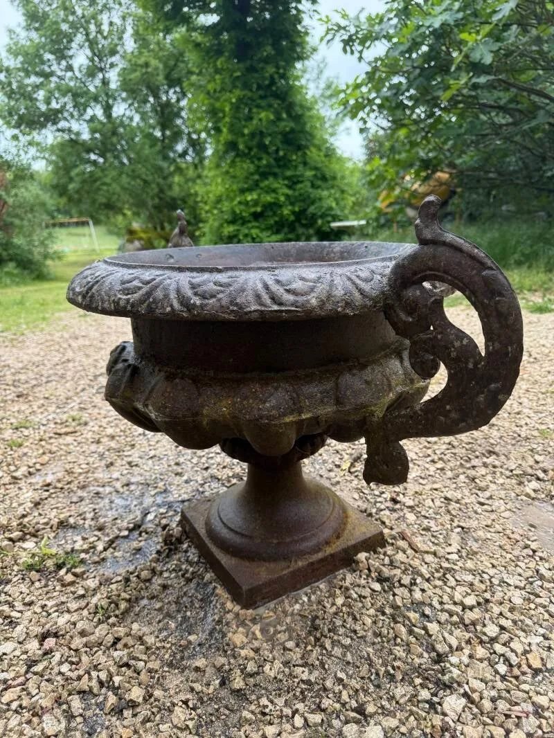 Large Cast Iron Garden Urn, 19th Century