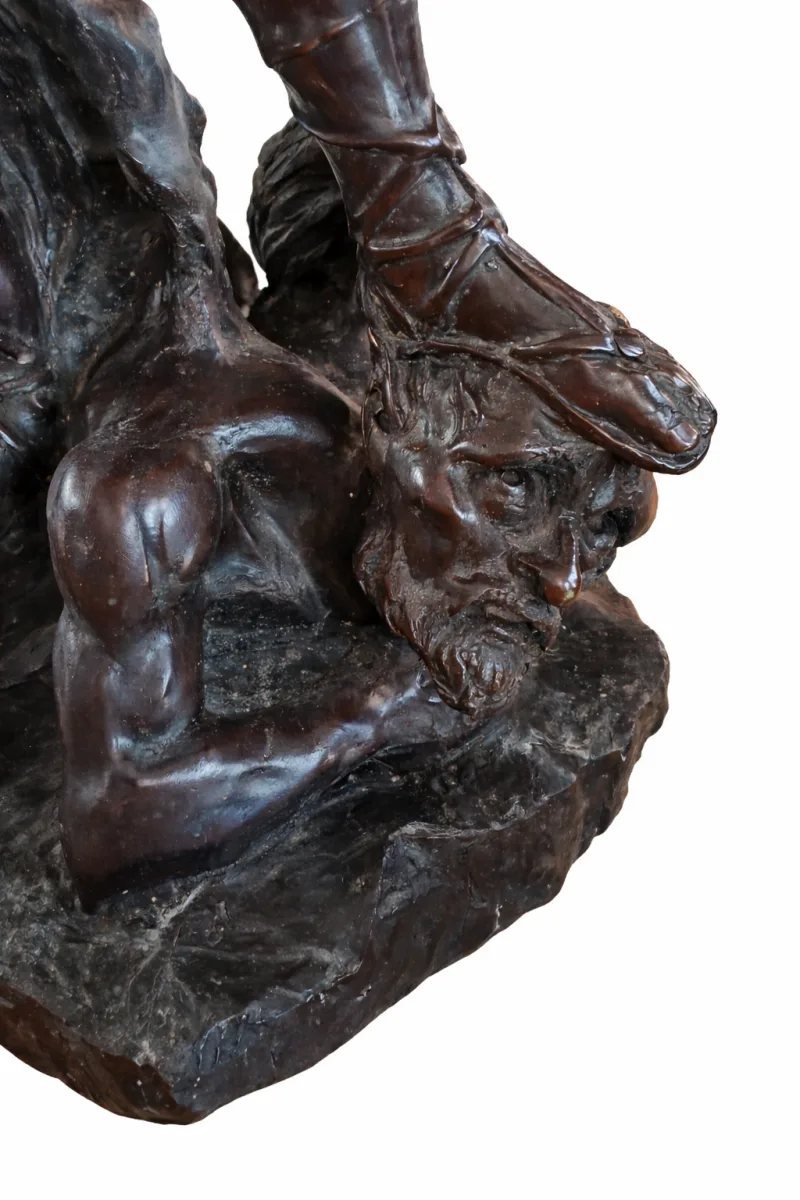 Saint Michael Slaying The Demon, Bronze Signed Chiurazzi, Naples, Late 19th Century-photo-4