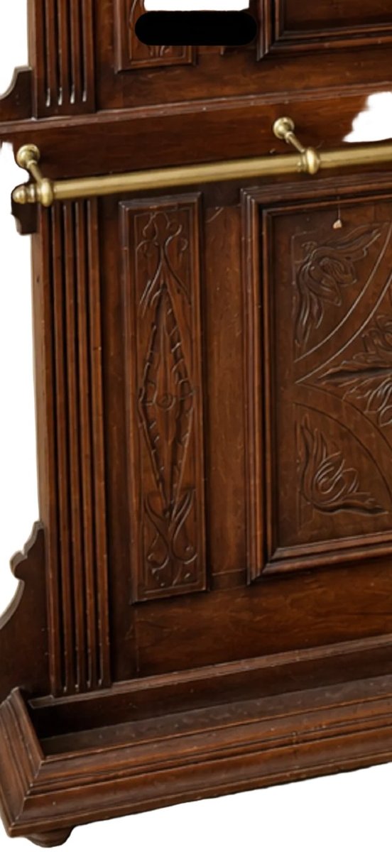 Napoleon III Hall Stand With Mirror And Brass Hooks, Height 215 Cm-photo-1