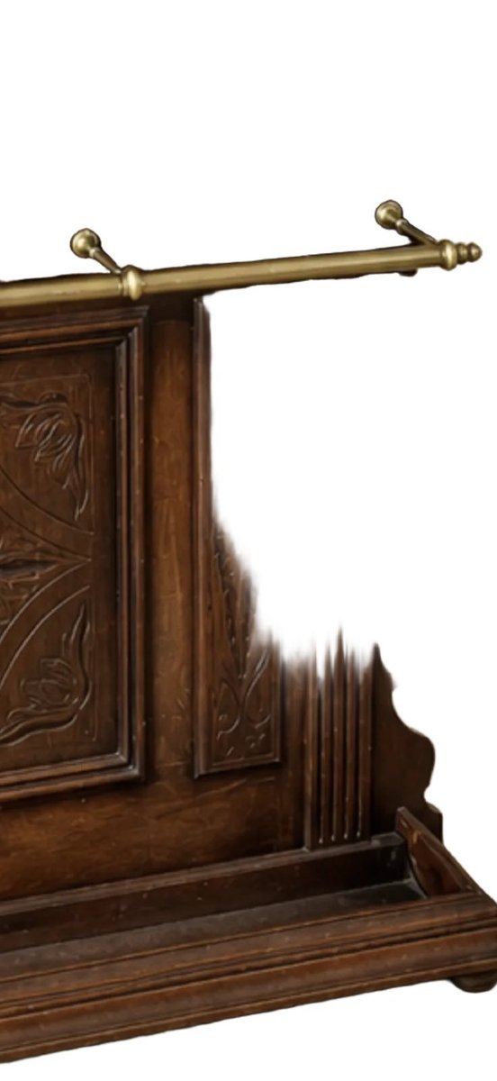 Napoleon III Hall Stand With Mirror And Brass Hooks, Height 215 Cm-photo-3