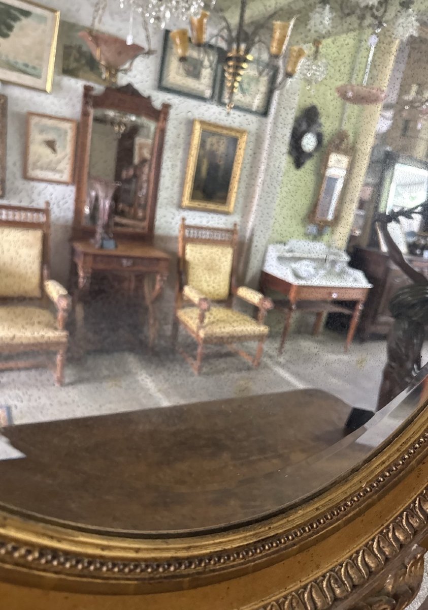 Louis XVI Style Mirror In Gilt Wood And Stucco, 19th Century-photo-2